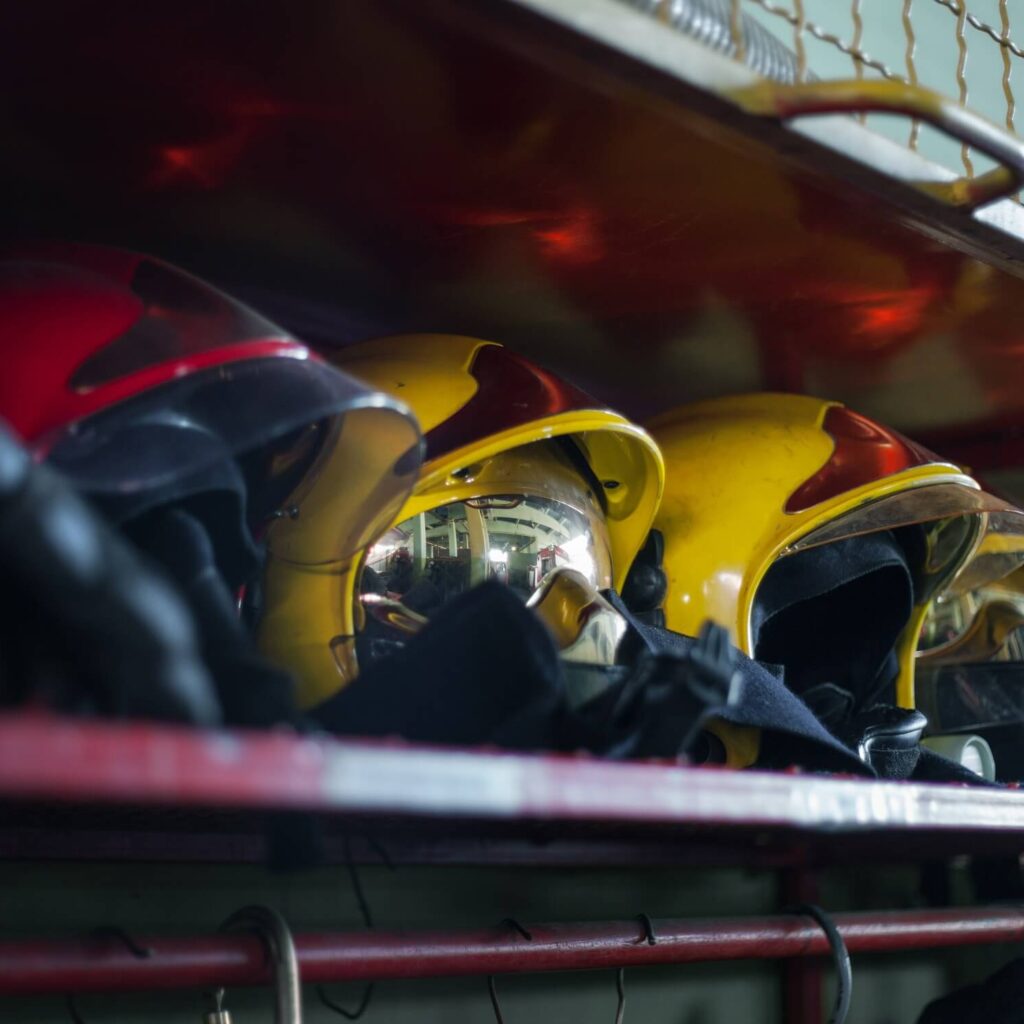 closeup shot of a row of protective yellow helmets sab2n27.jpeg